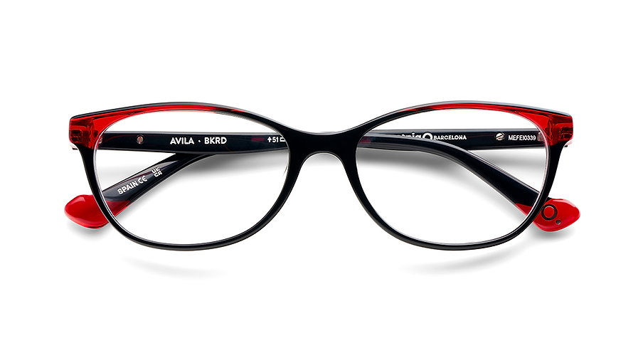 Das Bild zeigt die Korrektionsbrille AVILA BKRD von der Marke Etnia Barcelona in schwarz-rot.